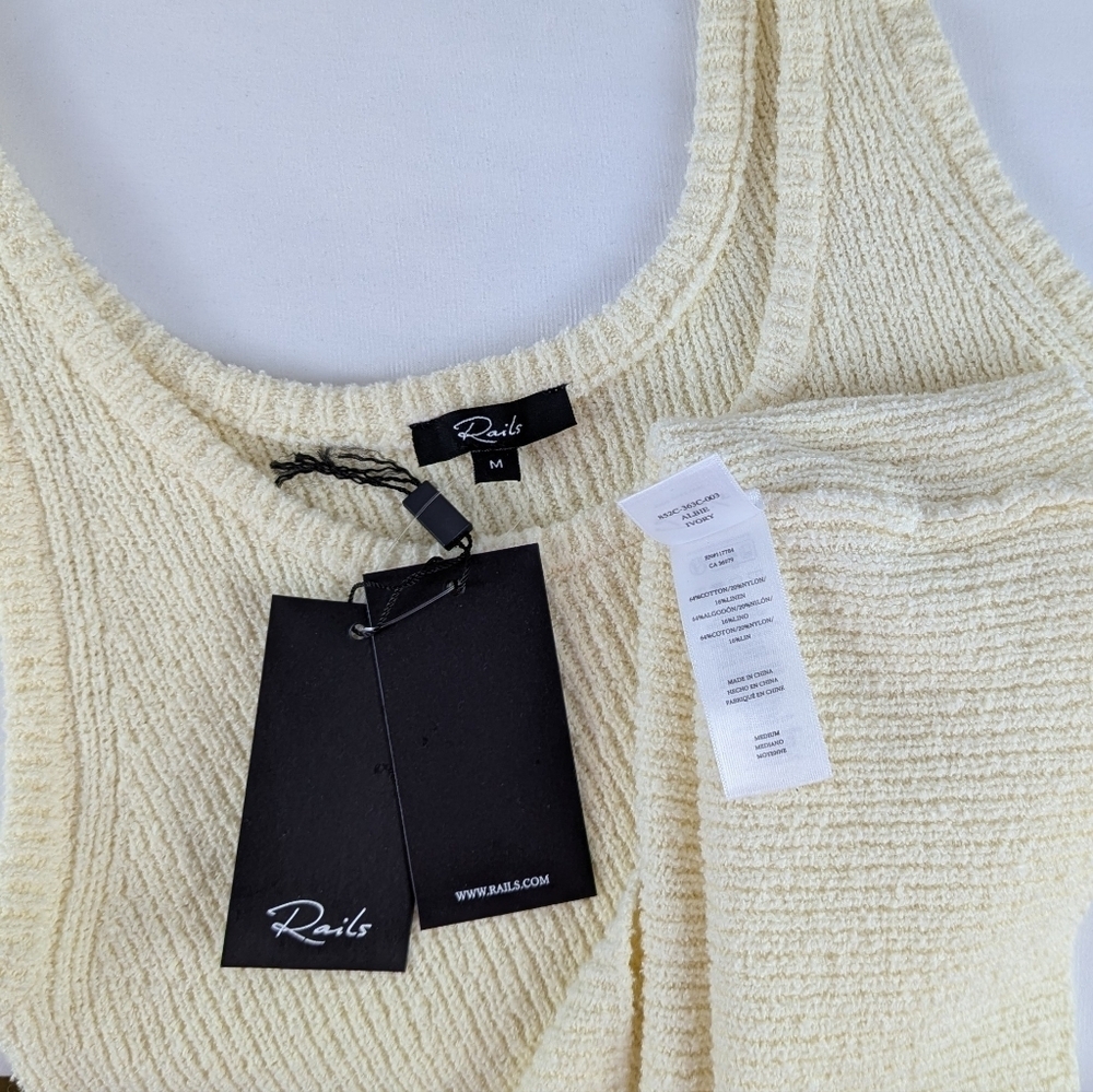 Rails Albie Tank Scoop Neck Linen Cotton Blend Textured Rib Knit Ivory M NWT - Picture 13 of 14